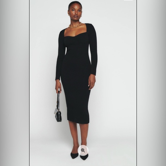 NWT Cashmere Reformation Tenore Black Sweater Midi Dress Medium - Picture 6 of 9